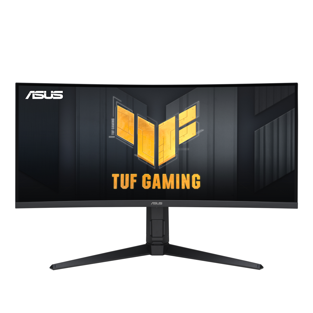 A large main feature product image of ASUS TUF VG34VQL3A 34" Curved UWQHD Ultrawide 180Hz VA Monitor