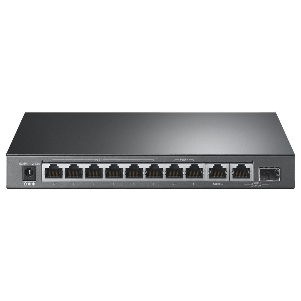 A large main feature product image of TP-Link SG1210PP - 10-Port Gigabit Desktop Switch with 6-Port PoE+ and 2-Port PoE++