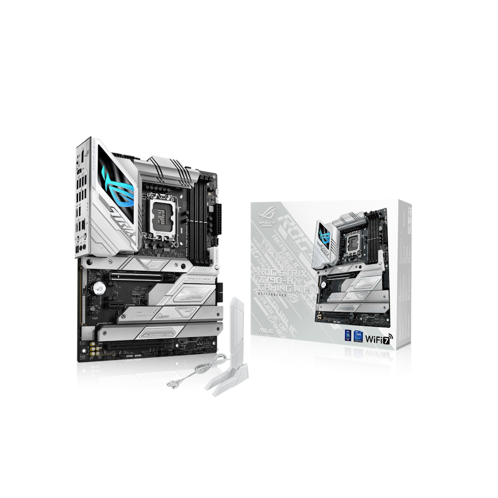 A large main feature product image of ASUS ROG Strix Z790-A Gaming WiFi II LGA1700 ATX Desktop Motherboard