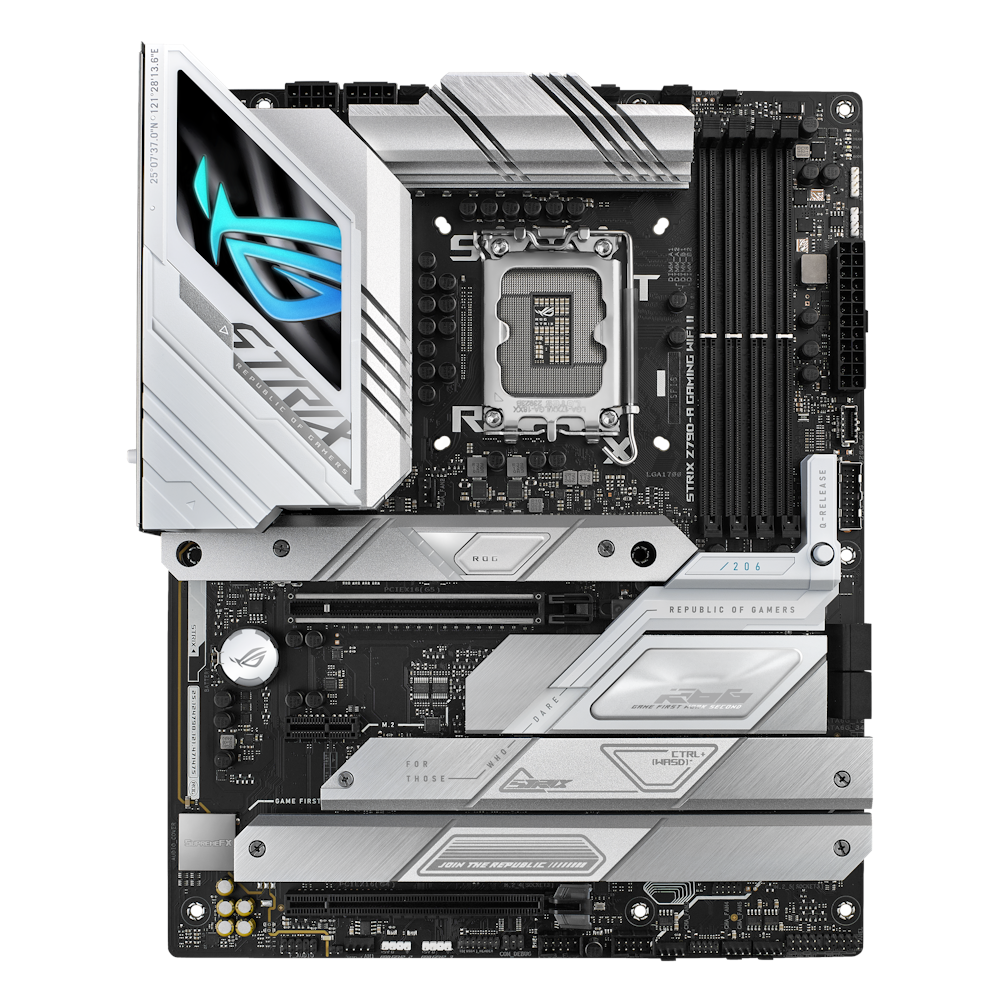 A large main feature product image of ASUS ROG Strix Z790-A Gaming WiFi II LGA1700 ATX Desktop Motherboard