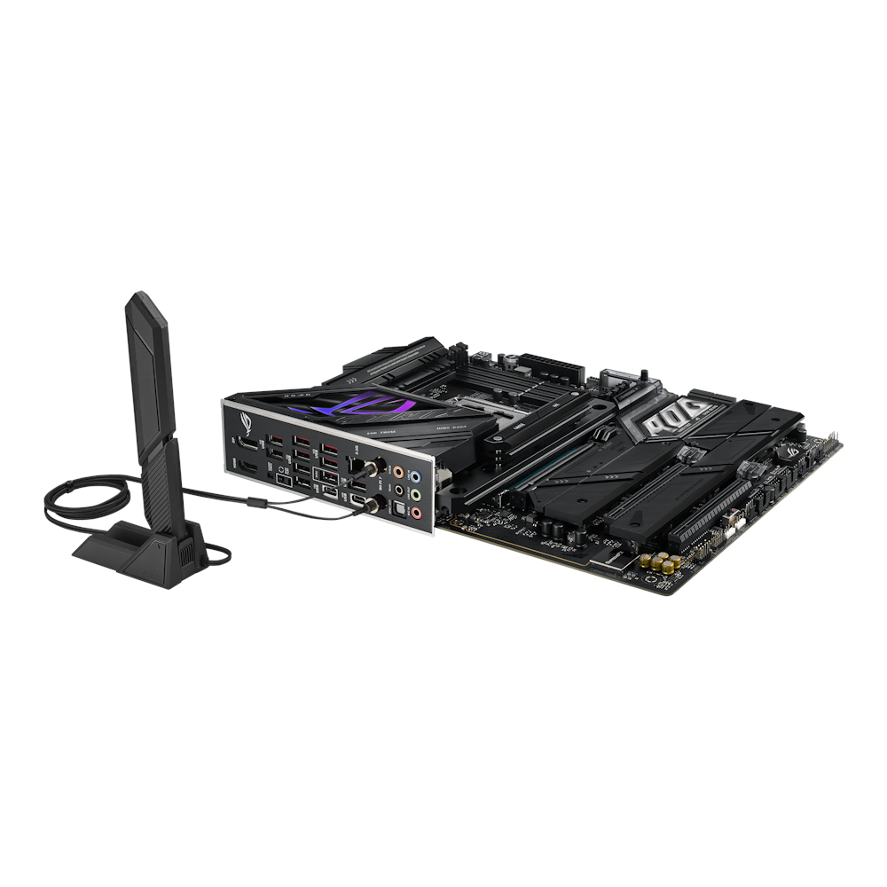 A large main feature product image of ASUS ROG Strix Z790-E Gaming WiFi II LGA1700 ATX Desktop Motherboard