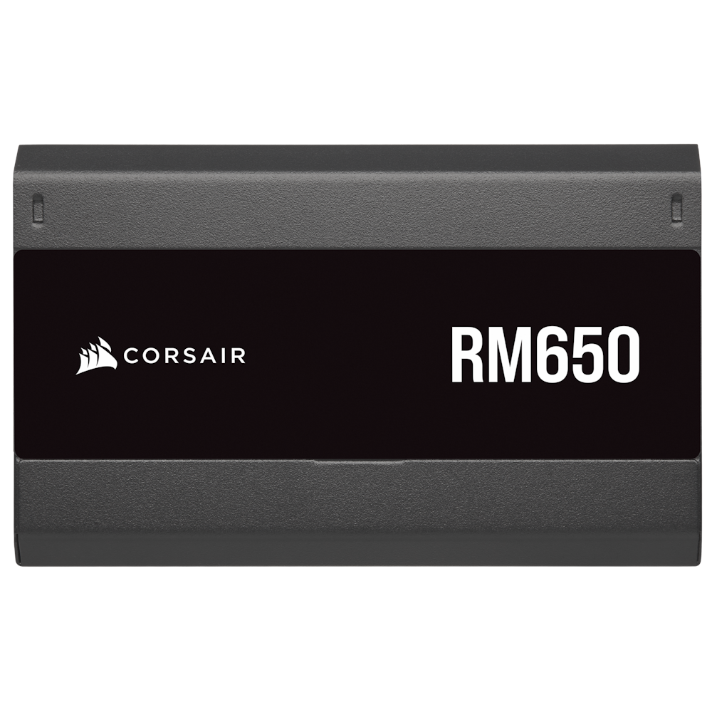 A large main feature product image of Corsair RM650 650W Gold ATX Modular PSU