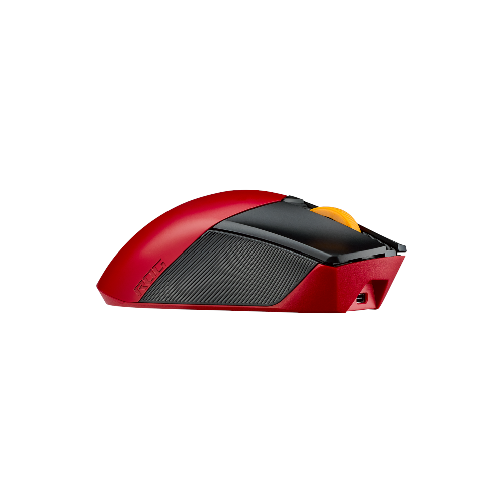 A large main feature product image of ASUS ROG Gladus III Wireless Aimpoint Gaming Mouse - EVA-02 Edition