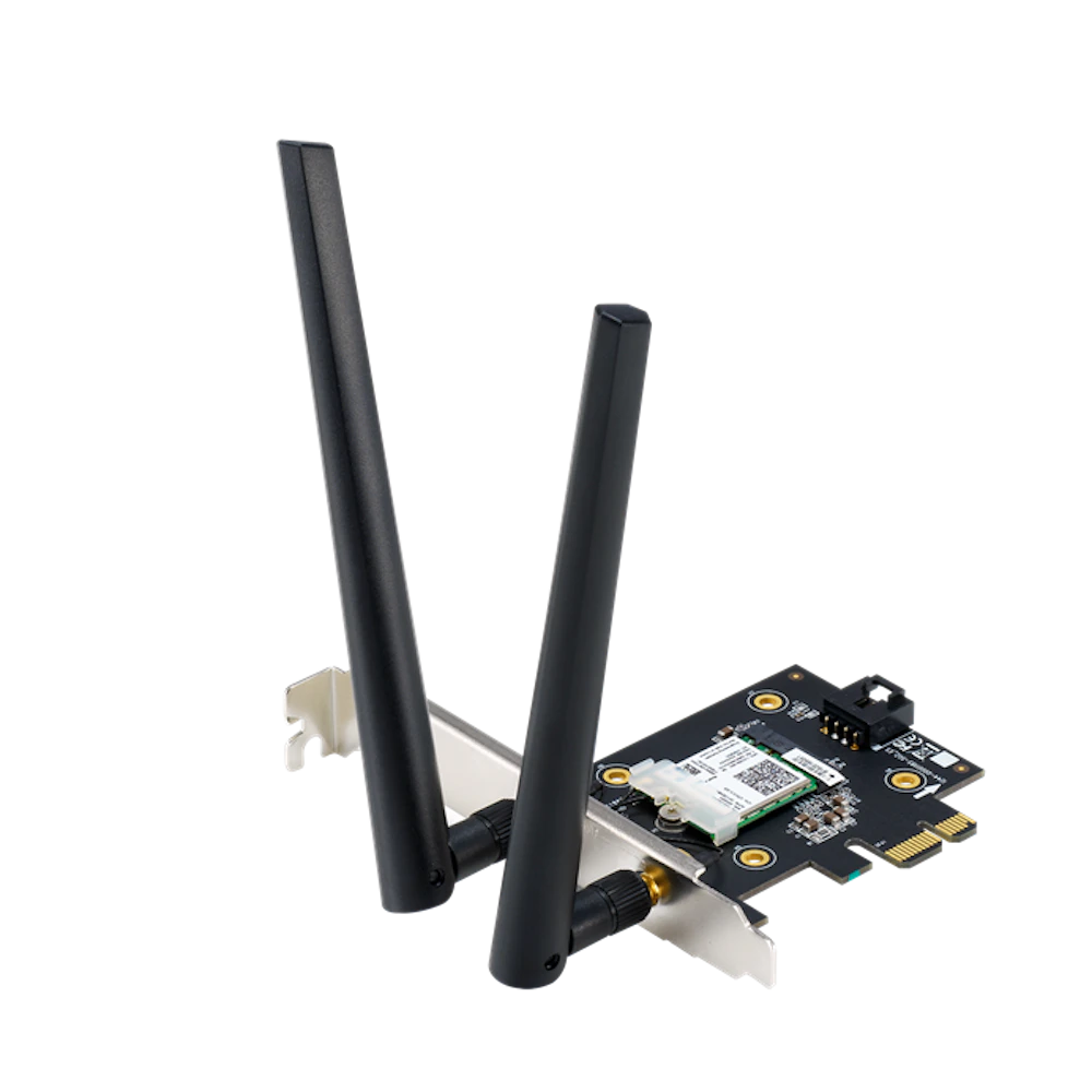 A large main feature product image of ASUS PCE-AX3000 802.11ax Dual-Band Wireless-AX3000 PCIe Adapter with Bluetooth 5.2 (OEM Packaging)