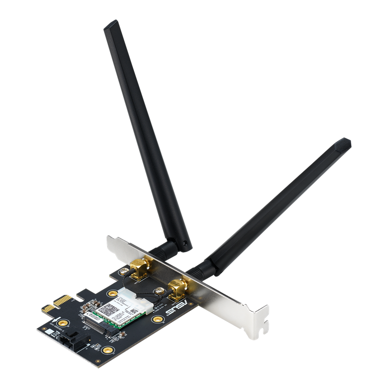 A large main feature product image of ASUS PCE-AX3000 802.11ax Dual-Band Wireless-AX3000 PCIe Adapter with Bluetooth 5.2 (OEM Packaging)