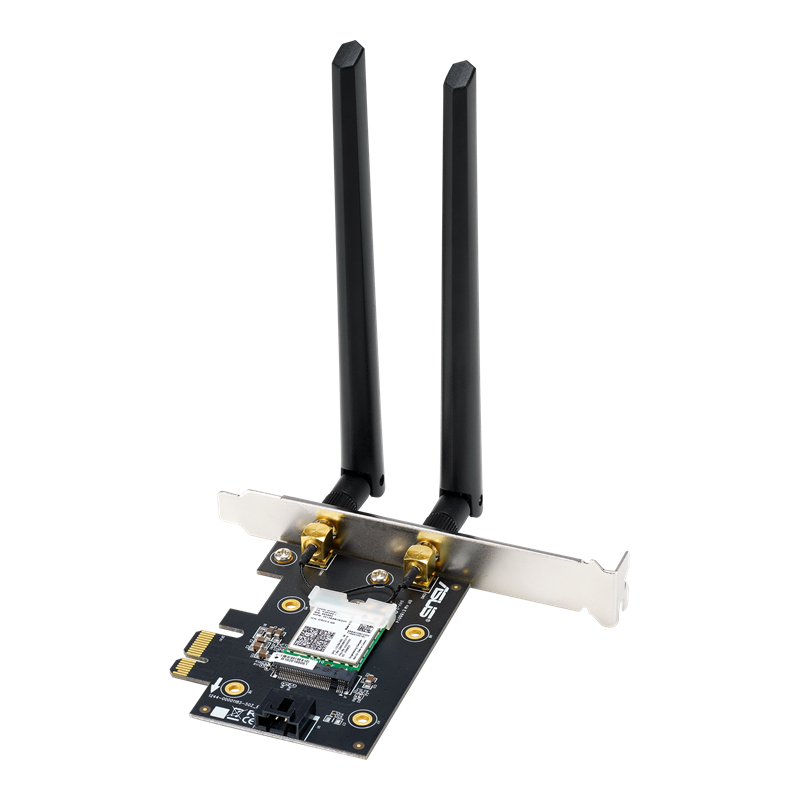 A large main feature product image of ASUS PCE-AX3000 802.11ax Dual-Band Wireless-AX3000 PCIe Adapter with Bluetooth 5.2 (OEM Packaging)