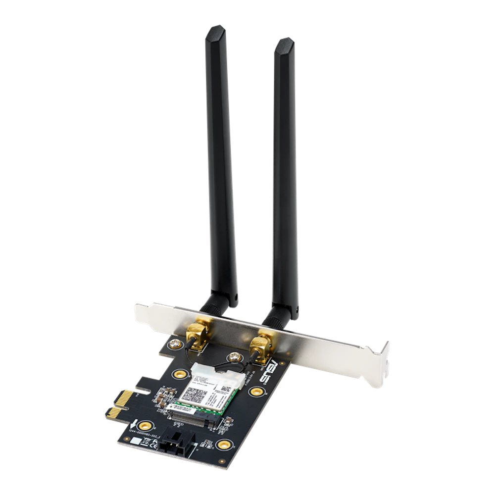 A large main feature product image of ASUS PCE-AX3000 802.11ax Dual-Band Wireless-AX3000 PCIe Adapter with Bluetooth 5.2 (OEM Packaging)