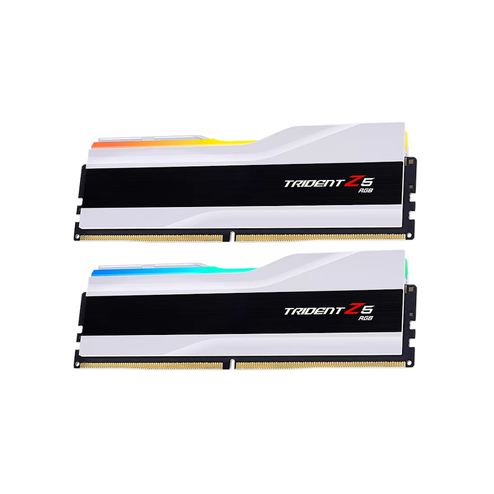 A large main feature product image of G.Skill 48GB Kit (2x 24GB) DDR5 Trident Z5 RGB CL40 8400MHz- Silver