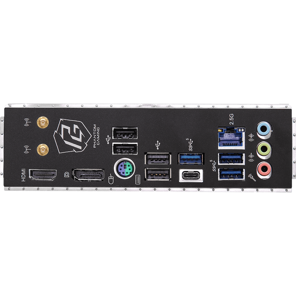 A large main feature product image of ASRock B760M Phantom Gaming Riptide WiFi LGA1700 mATX Desktop Motherboard