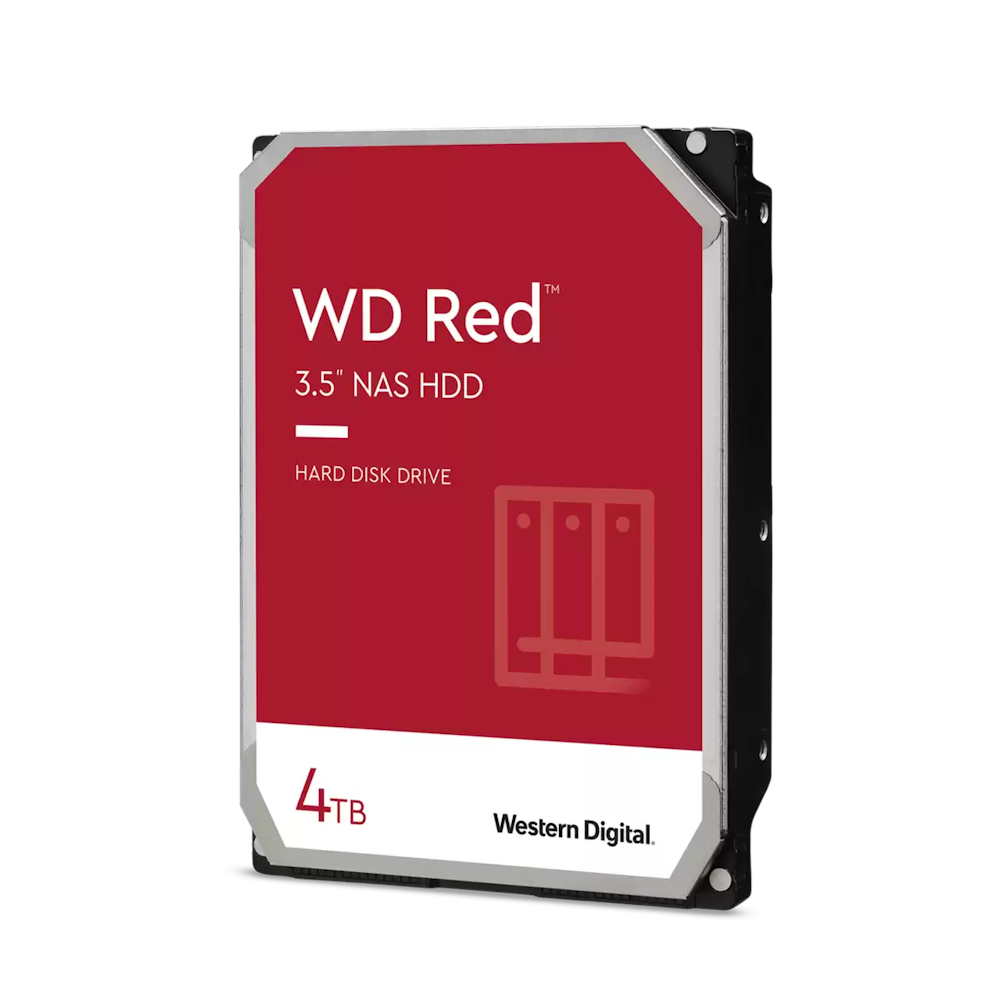 A large main feature product image of WD Red Plus 3.5" NAS HDD - 4TB 256MB