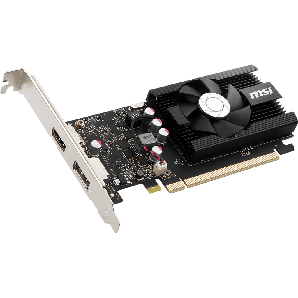 A large main feature product image of MSI GeForce GT 1030 4GB DDR4