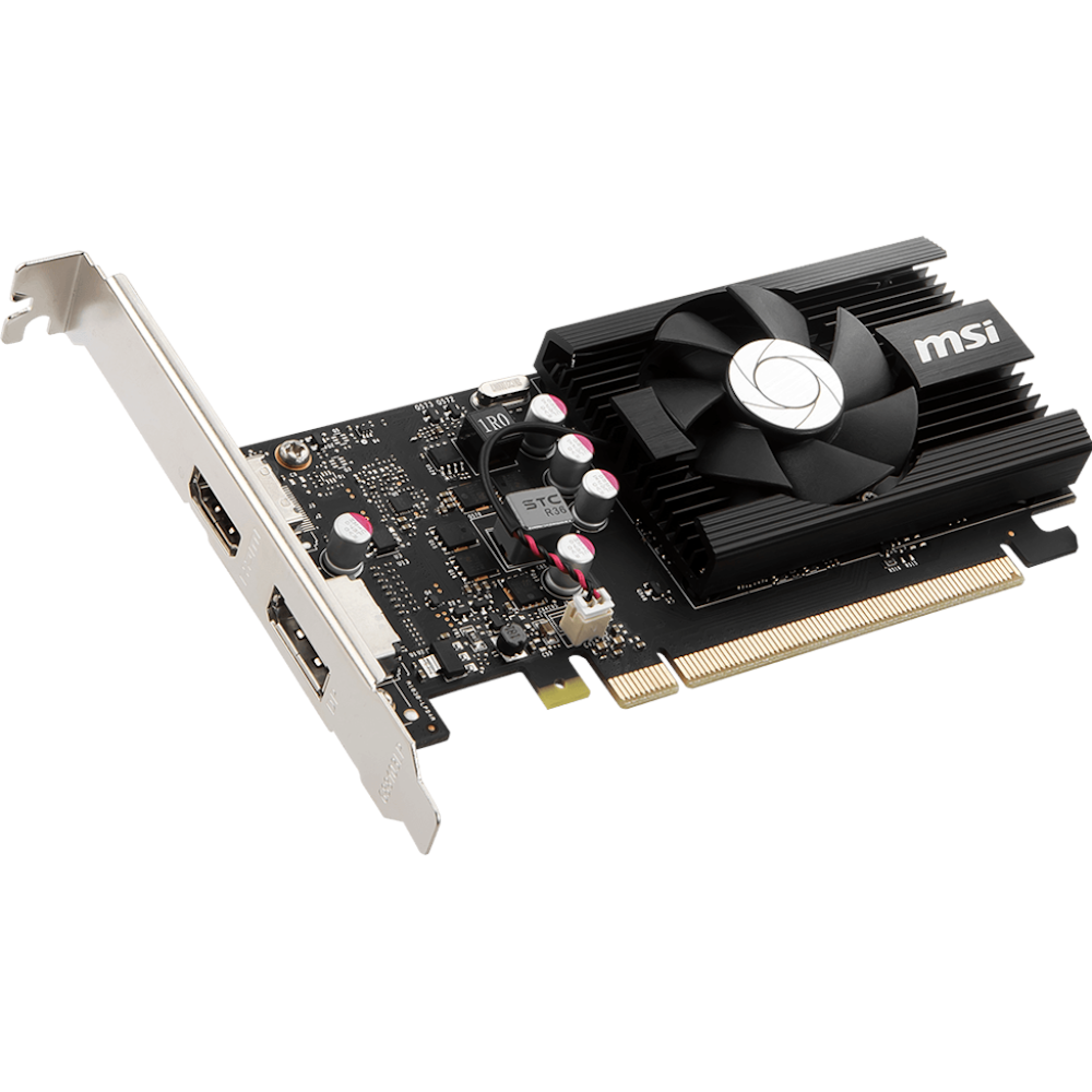 A large main feature product image of MSI GeForce GT 1030 4GB DDR4