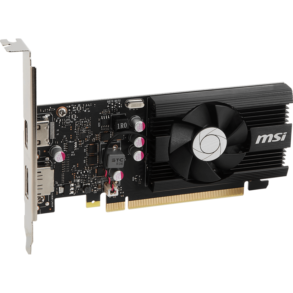 A large main feature product image of MSI GeForce GT 1030 4GB DDR4