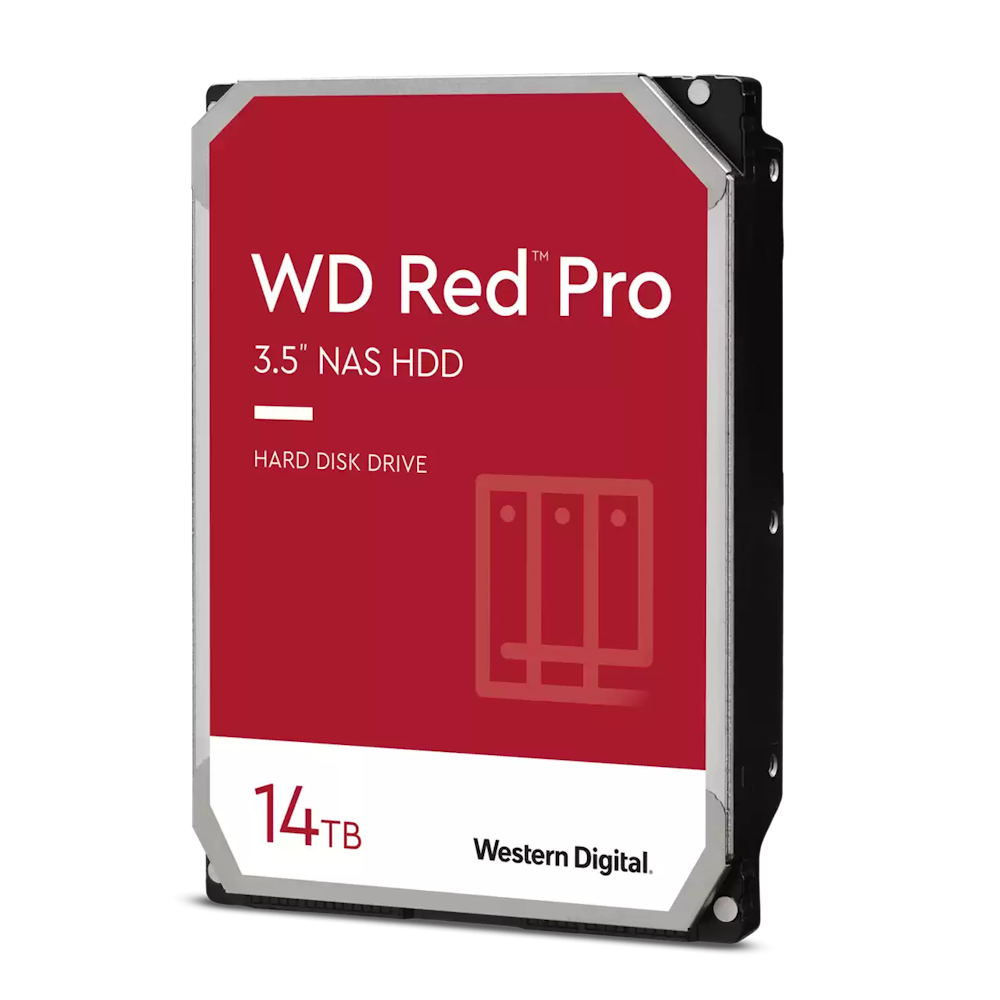 A large main feature product image of WD Red Pro 3.5" NAS HDD - 14TB 512MB