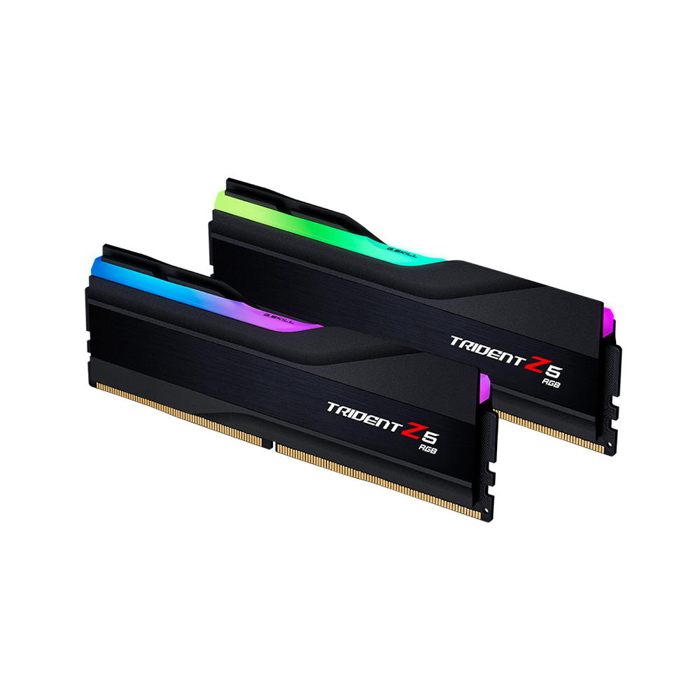A large main feature product image of G.Skill 32GB Kit (2x16GB) DDR5 Trident Z5 RGB C36 7600MHz - Black