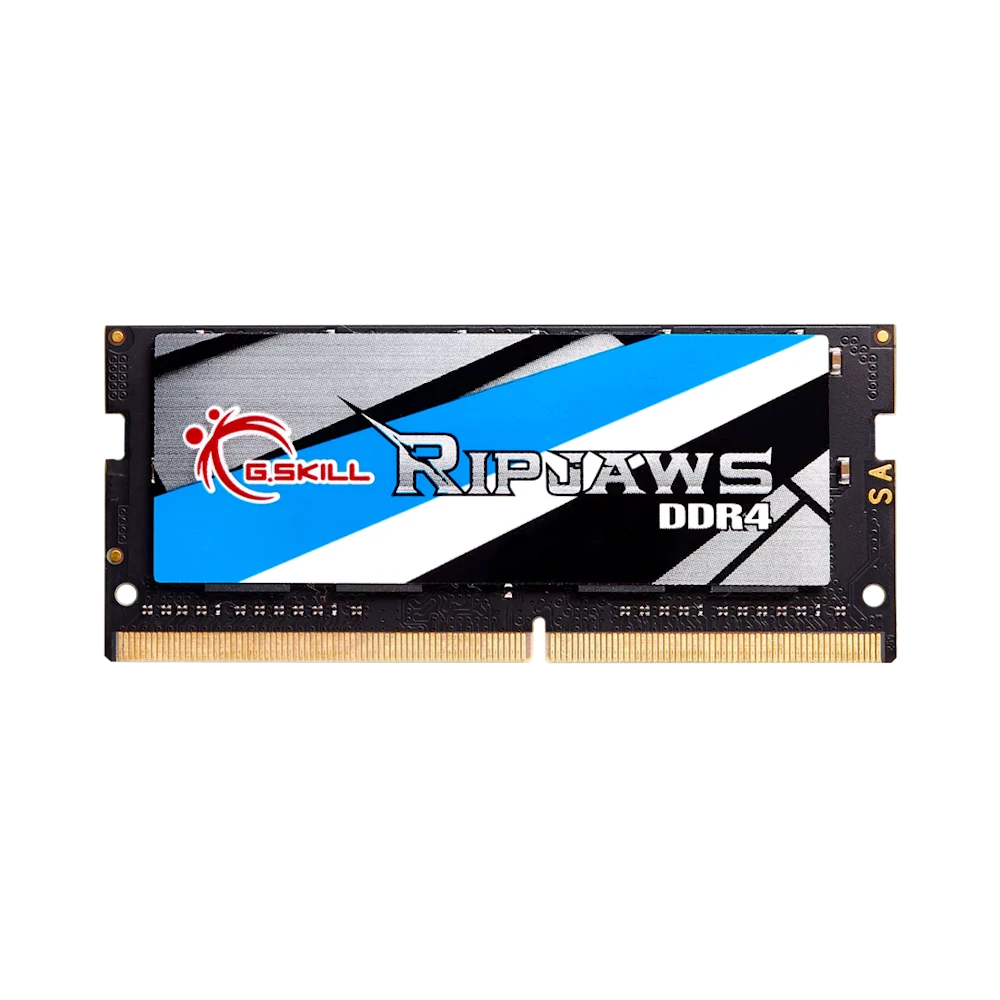 A large main feature product image of G.Skill Ripjaws 16GB Single (1x16GB) DDR4-2400 C16 SO-DIMM