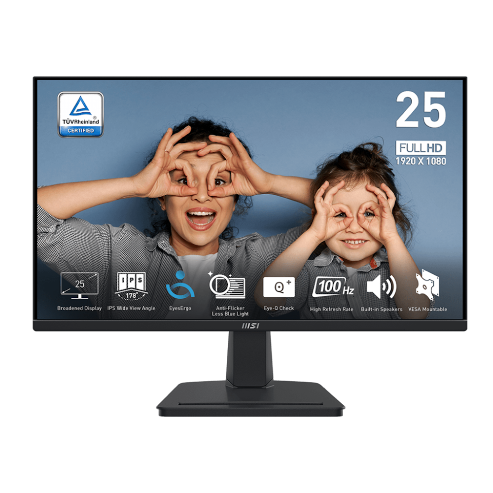 A large main feature product image of MSI PRO MP251 24.5" FHD 100Hz IPS Monitor
