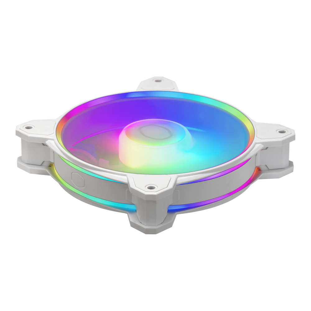 A large main feature product image of Cooler Master MF120 Halo 2 - 120mm ARGB PWM Fan 3-Pack (White)