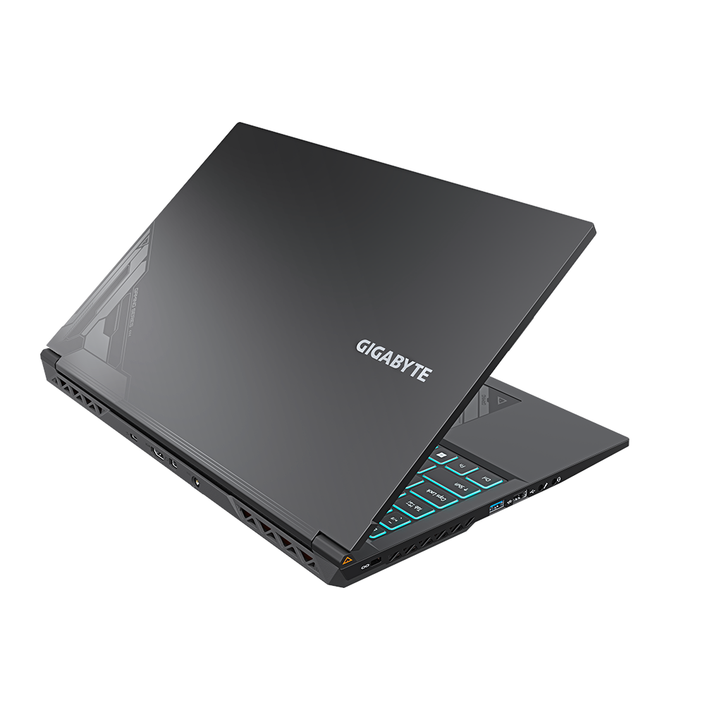 A large main feature product image of Gigabyte G5 KF-E3AU333SH-16G 15.6" 144Hz 12th Gen i5 12500H RTX 4060 Win 11 Gaming Notebook