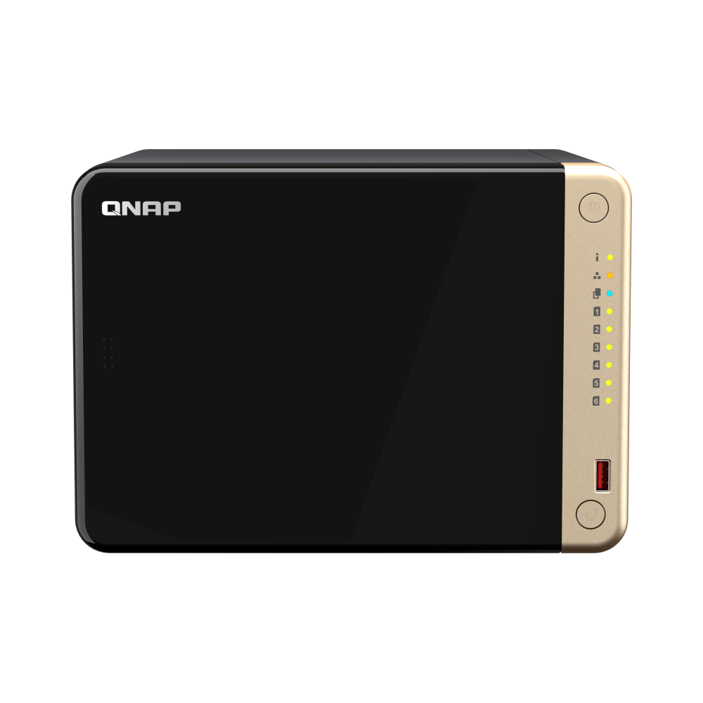 A large main feature product image of QNAP TS-664 6-Bay NAS (2.9GHz Celeron 4-Core, 8GB RAM, Dual 2.5GbE)