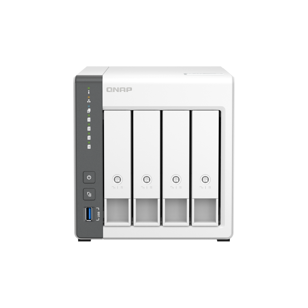 A large main feature product image of QNAP TS-433 4-Bay NAS (2.0GHz ARM 4-Core, 4GB RAM, 2.5GbE)