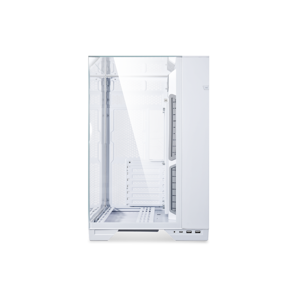 A large main feature product image of Lian Li O11 Vision Mid Tower Case - White