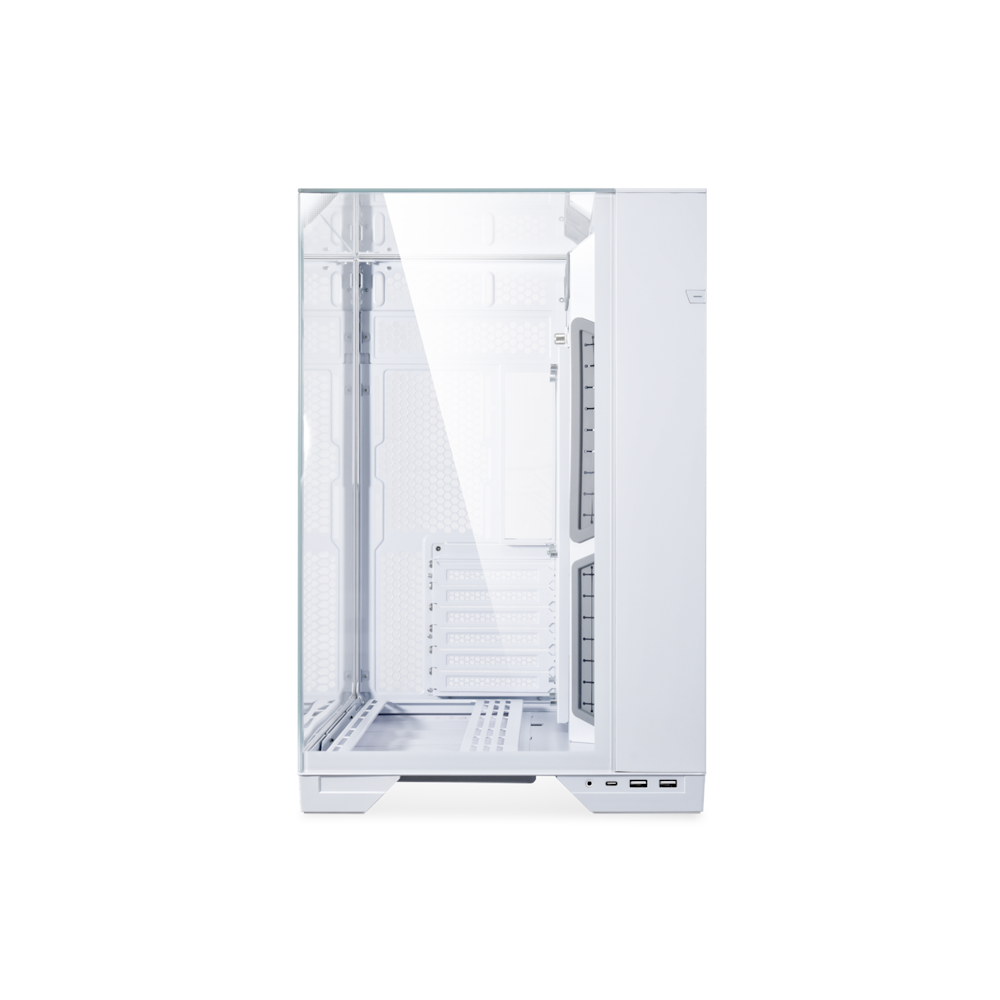 A large main feature product image of Lian Li O11 Vision Mid Tower Case - White