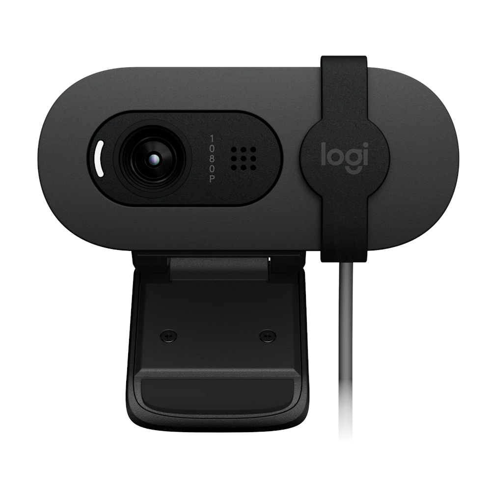A large main feature product image of Logitech Brio 100 - 1080p30 Full HD Webcam (Graphite)
