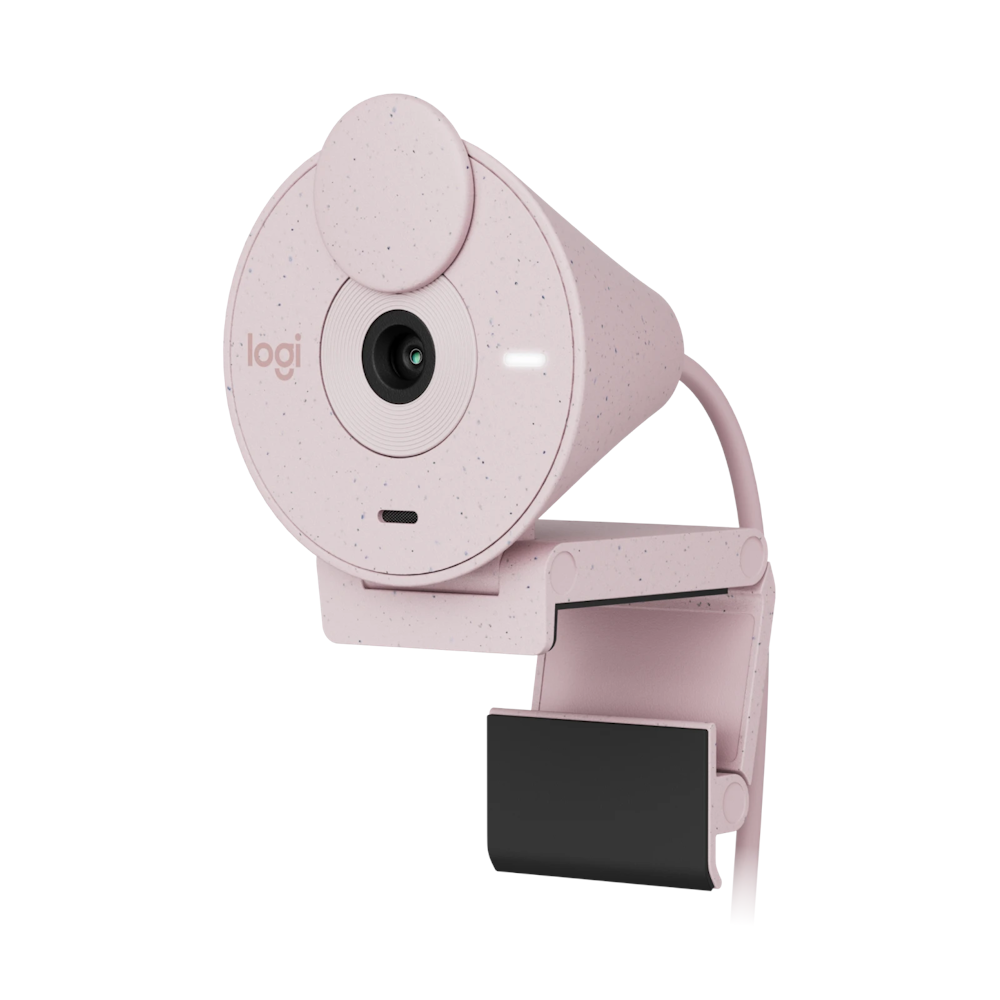 A large main feature product image of Logitech Brio 300 - 1080p30 Full HD Webcam (Rose)