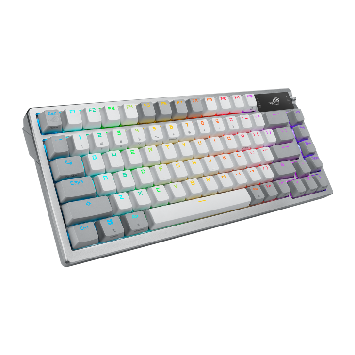A large main feature product image of ASUS ROG Azoth 75% Wireless Custom Mechanical Gaming Keyboard - ROG NX Storm Switch (White)