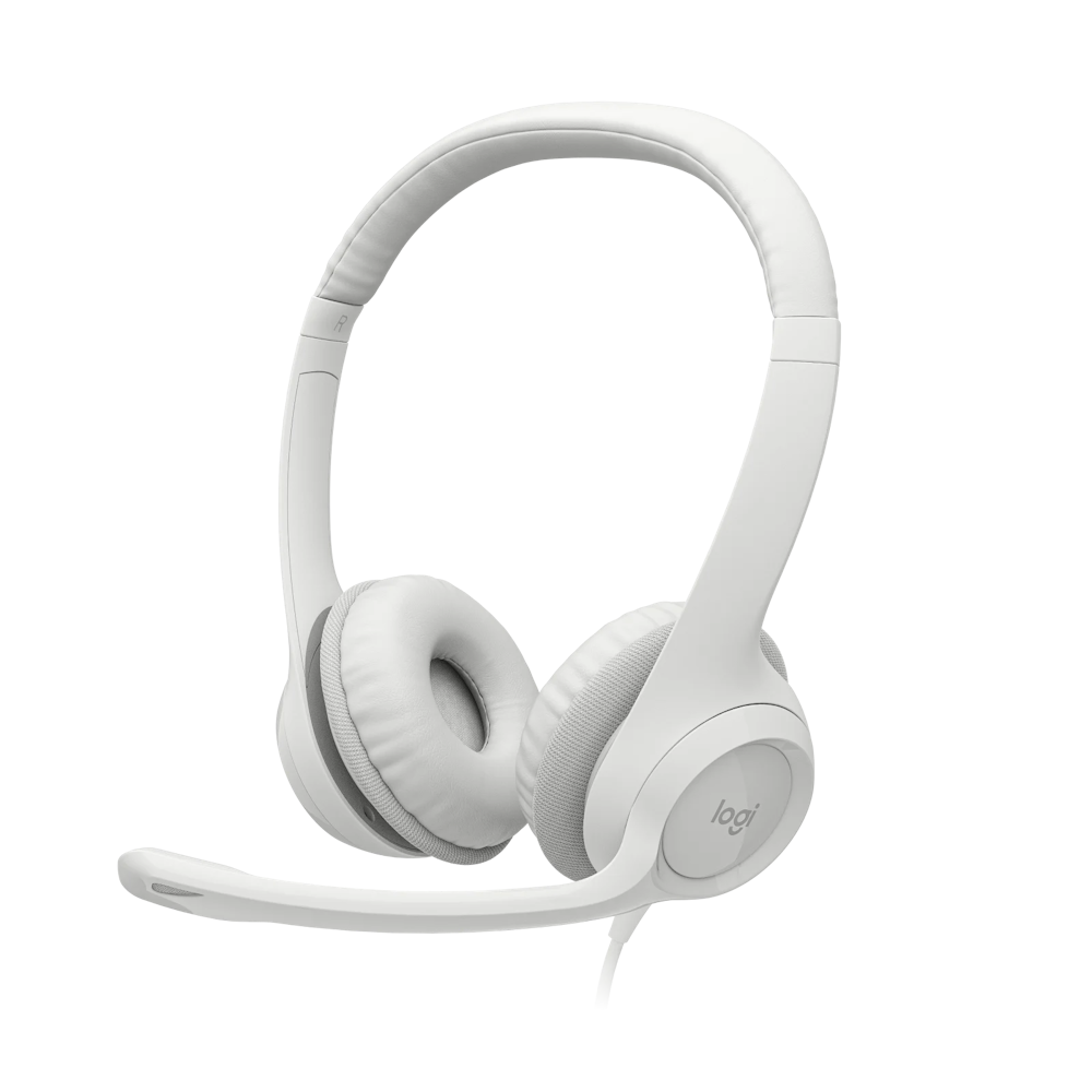 A large main feature product image of Logitech H390 USB Headset with Noise-Cancelling Mic - Off White
