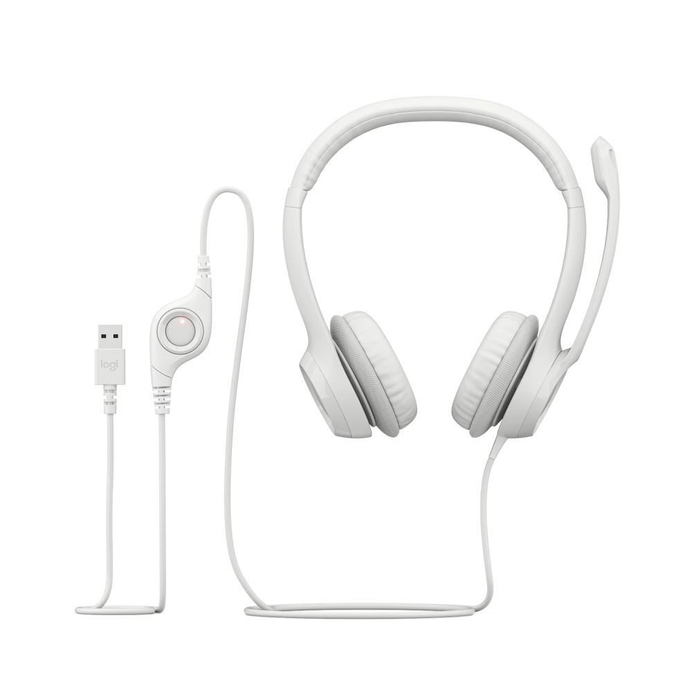 A large main feature product image of Logitech H390 USB Headset with Noise-Cancelling Mic - Off White