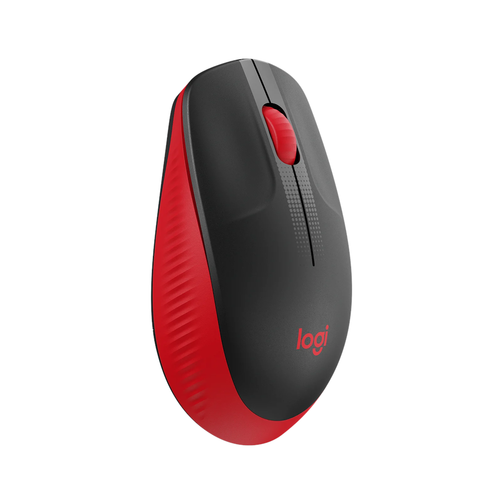 A large main feature product image of Logitech M190 Wireless Mouse - Red