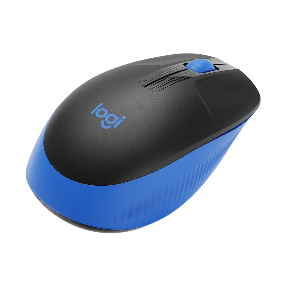A large main feature product image of Logitech M190 Wireless Mouse - Blue