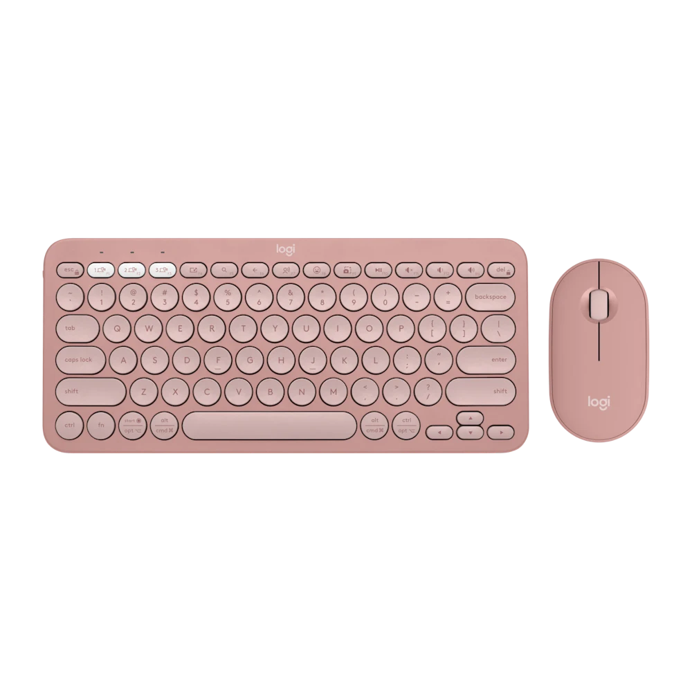 A large main feature product image of Logitech Pebble 2 Wireless Keyboard & Mouse Combo (Tonal Rose)