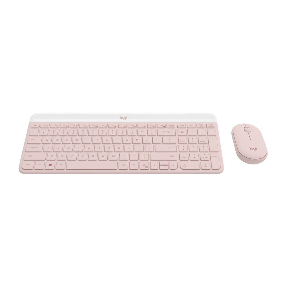 A large main feature product image of Logitech MK470 Slim Wireless Keyboard & Mouse Combo (Rose)