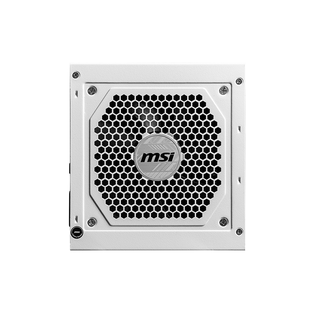 A large main feature product image of MSI MAG A850GL - 850W Gold PCIe 5.0 ATX Modular PSU (White)