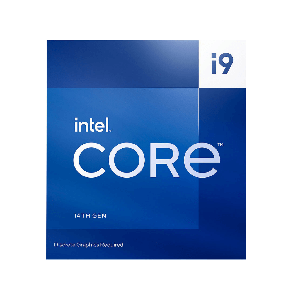 A large main feature product image of Intel Core i9 14900F Raptor Lake 24 Core 32 Thread Up To 6.0GHz - No iGPU Retail Box