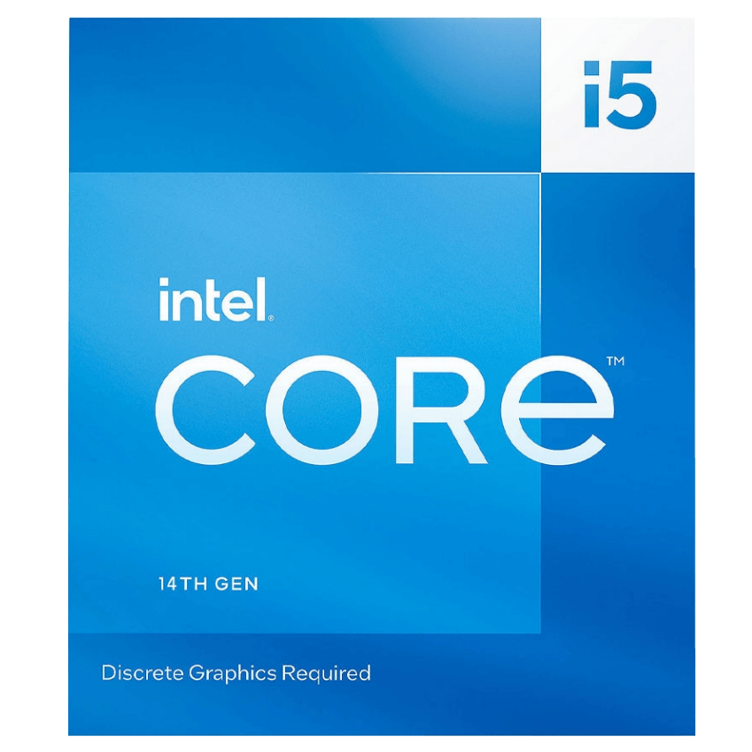 A large main feature product image of Intel Core i5 14400F Raptor Lake 10 Core 16 Thread Up To 4.7GHz LGA1700