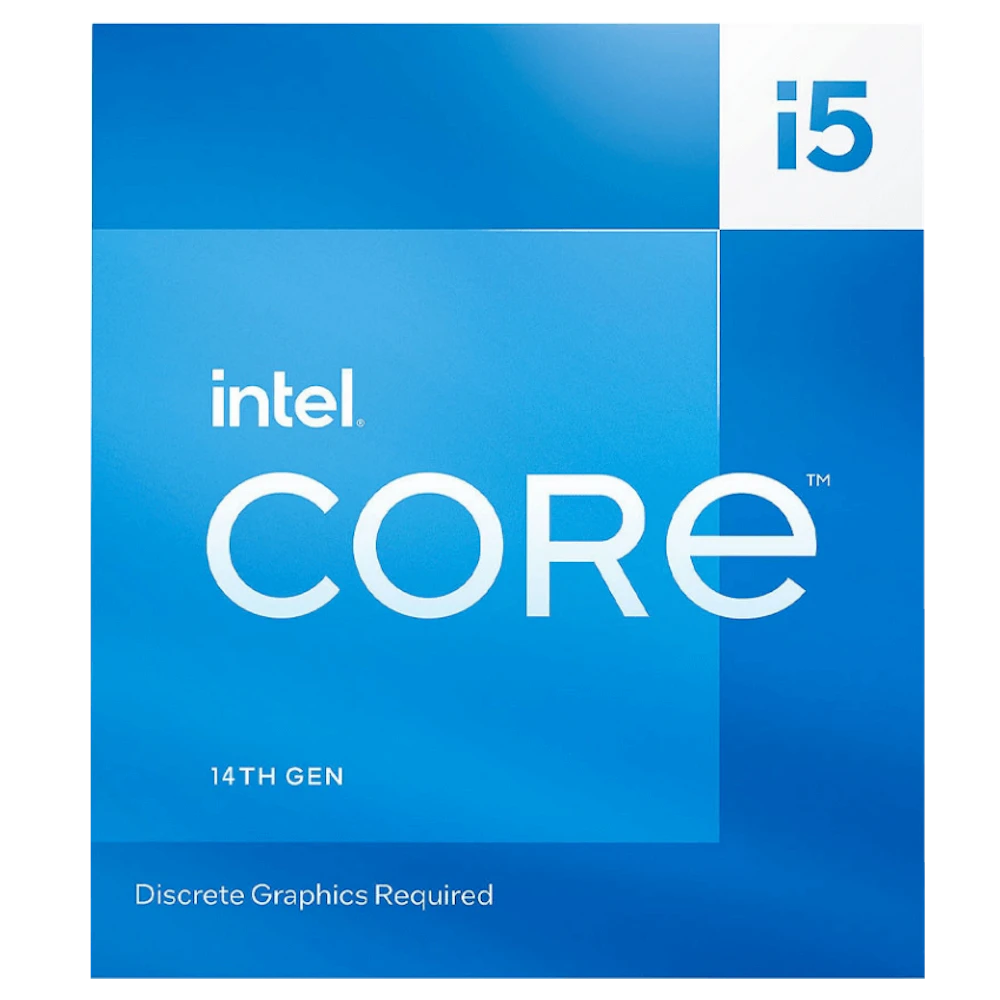 A large main feature product image of Intel Core i5 14400F Raptor Lake 10 Core 16 Thread Up To 4.7GHz LGA1700