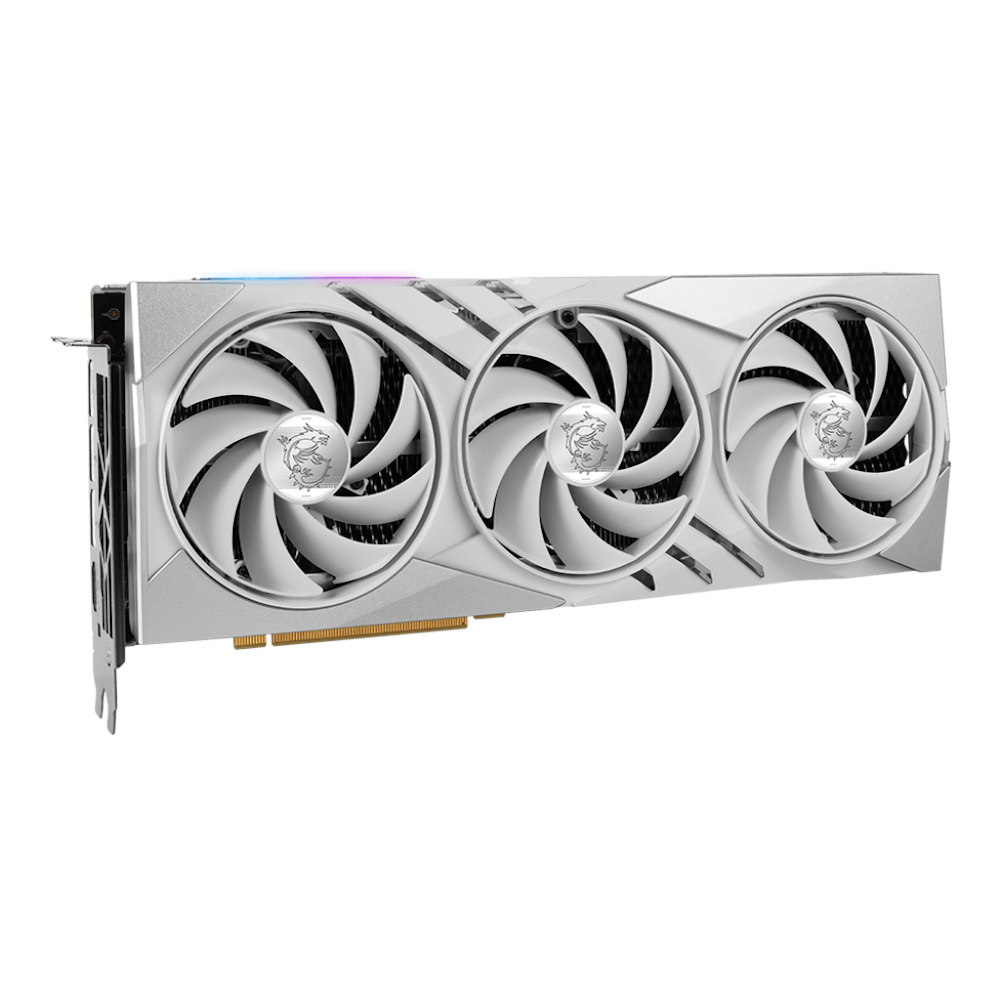 A large main feature product image of MSI GeForce RTX 4070 Ti SUPER Gaming X Slim 16GB GDDR6X - White