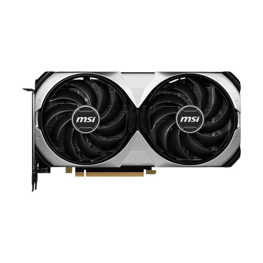 A large main feature product image of MSI GeForce RTX 4070 Ti SUPER Ventus 2X OC 16GB GDDR6X