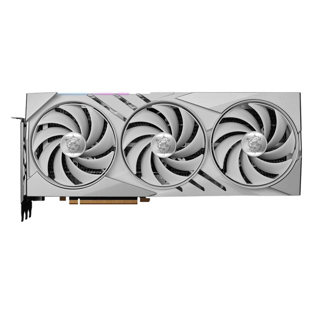 A large main feature product image of MSI GeForce RTX 4080 SUPER Gaming X Slim 16GB GDDR6X - White