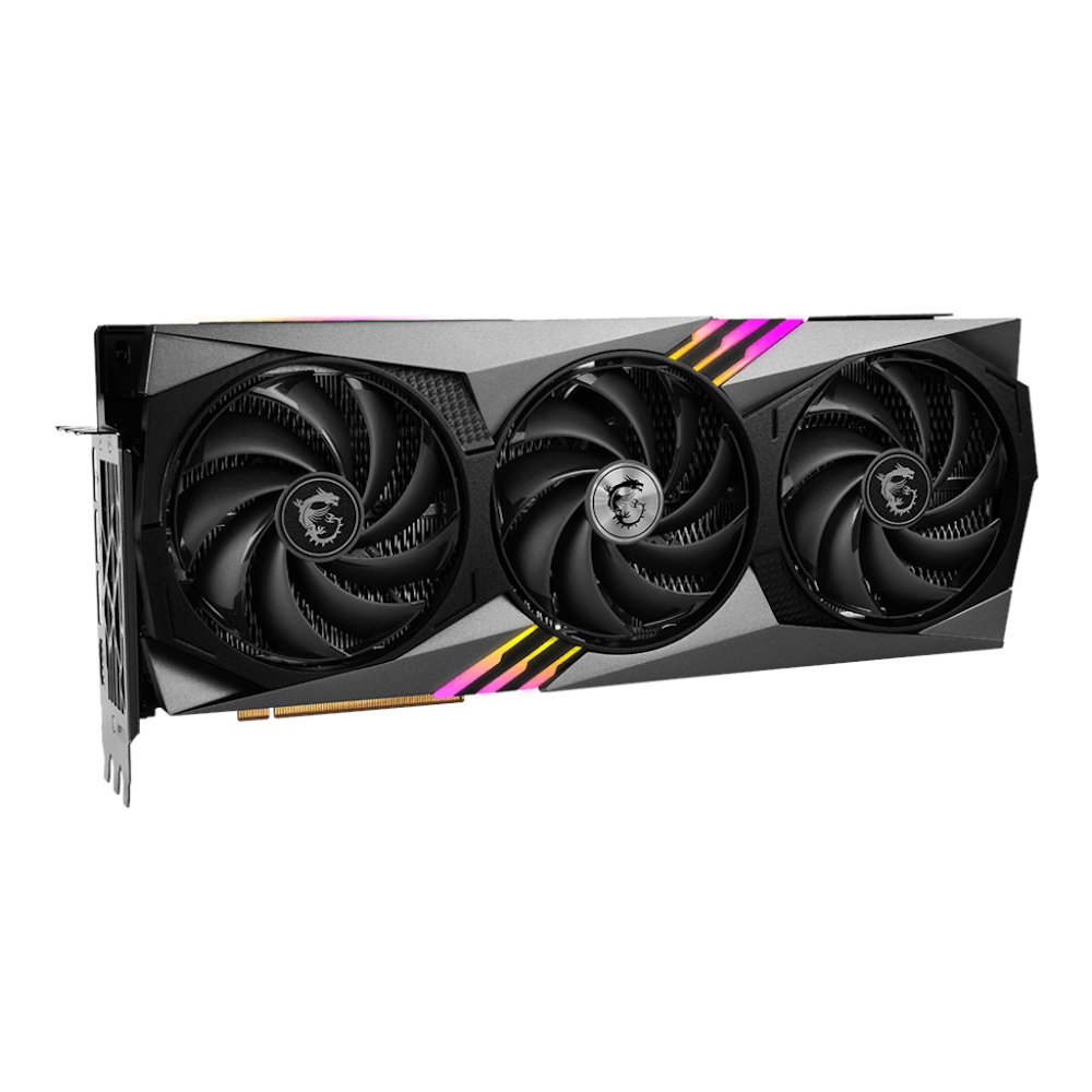 A large main feature product image of MSI GeForce RTX 4080 SUPER Gaming X Trio 16GB GDDR6X