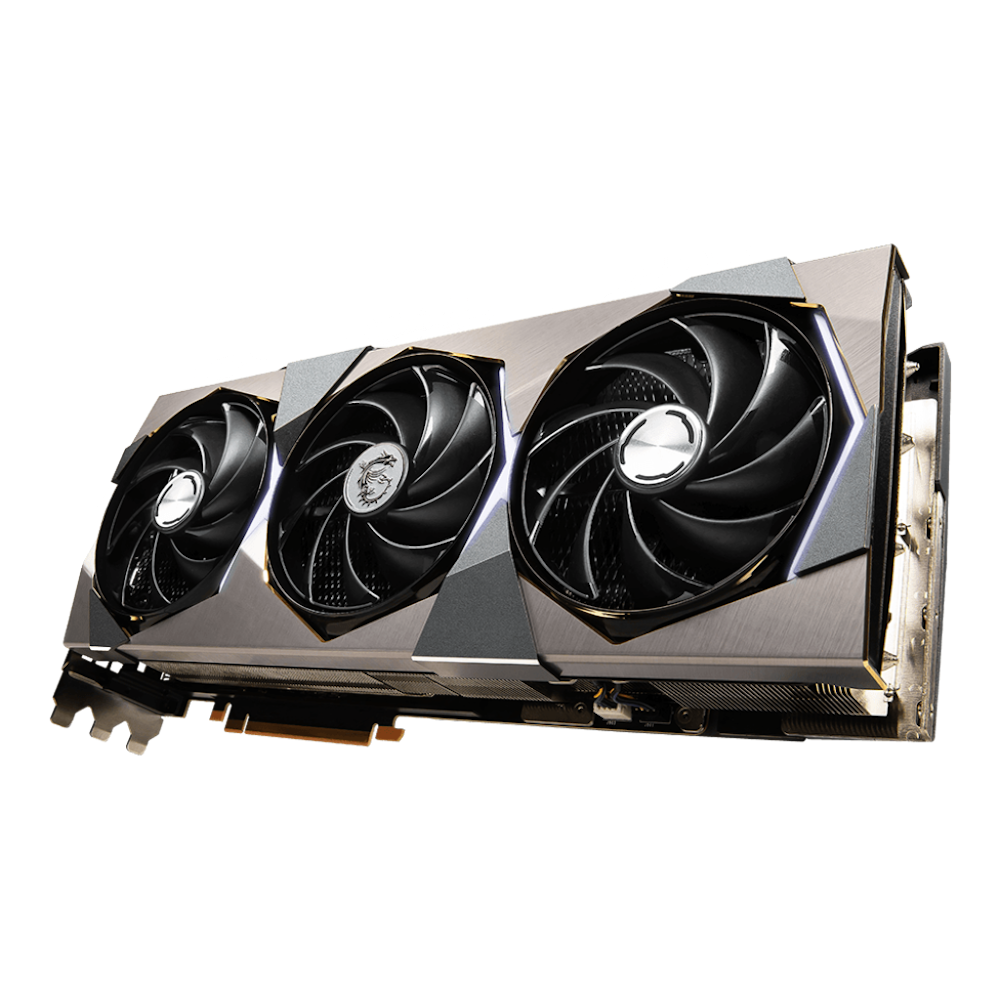 A large main feature product image of MSI GeForce RTX 4080 SUPER Suprim X 16GB GDDR6X