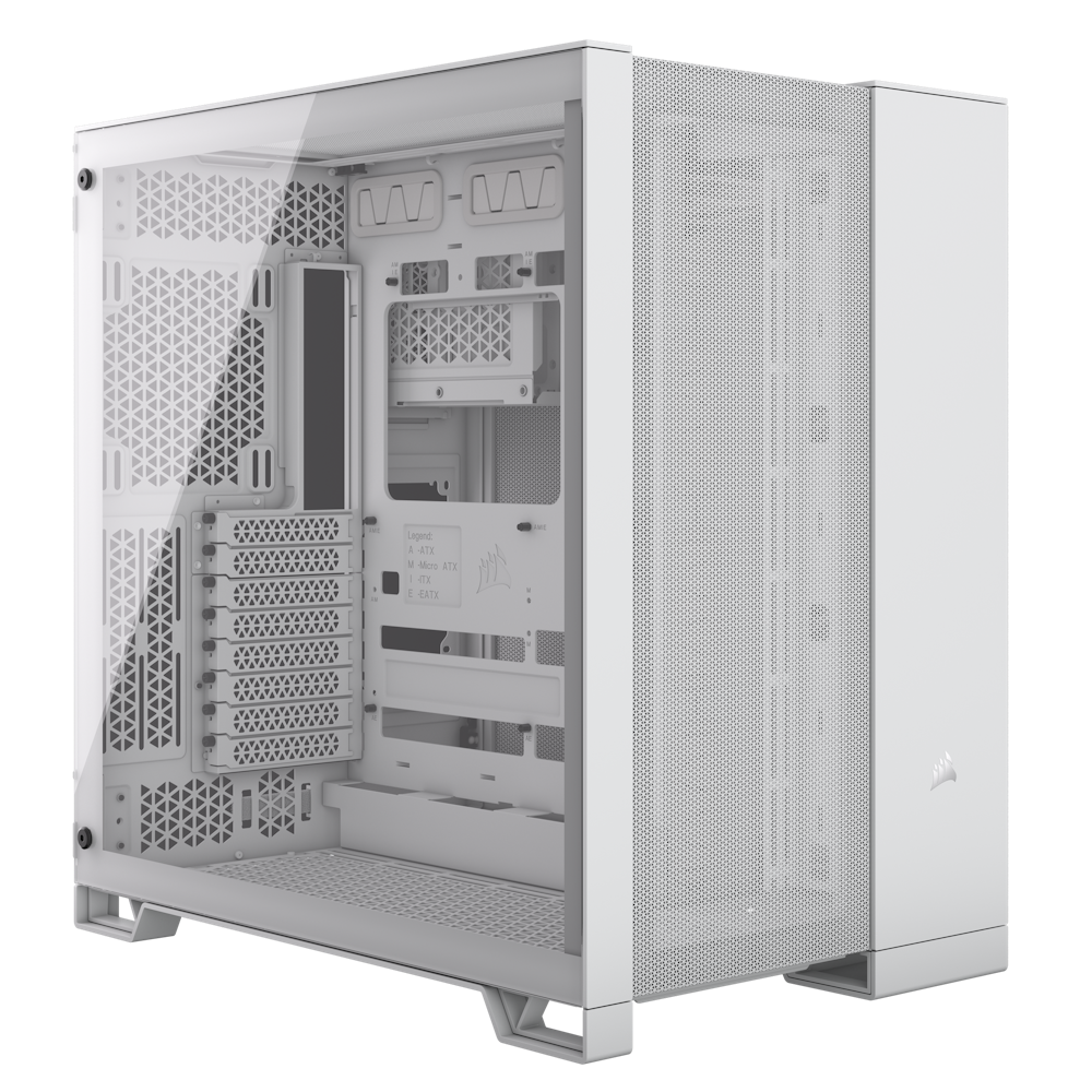 A large main feature product image of Corsair 6500D Airflow Tempered Glass Mid Tower Case - White