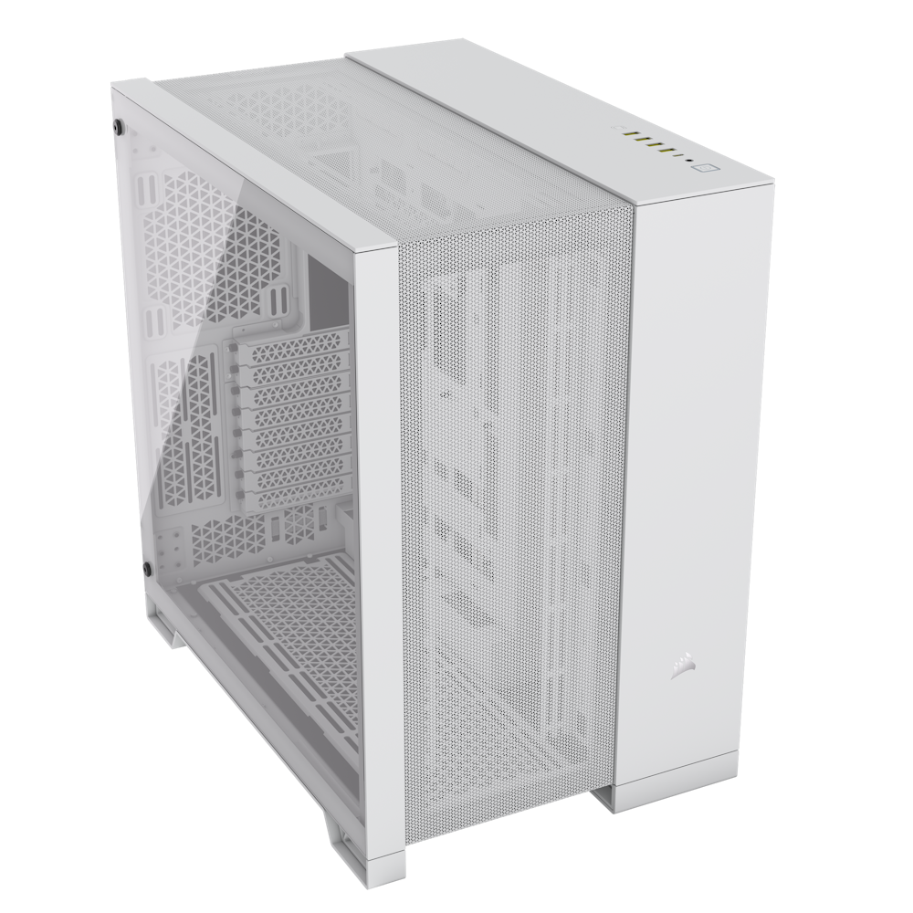 A large main feature product image of Corsair 6500D Airflow Tempered Glass Mid Tower Case - White