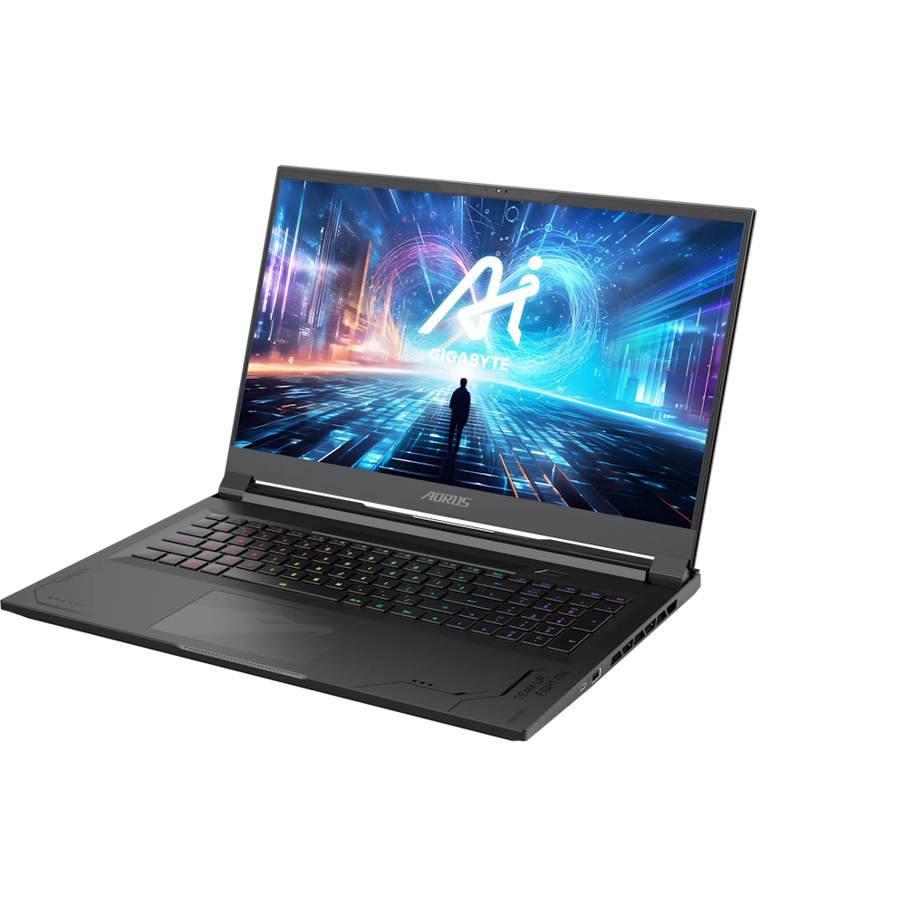 A large main feature product image of Gigabyte AORUS 17X (AZG) - 17.3" 240Hz, 14th Gen i9, RTX 4090, 32GB/1TB - Win 11 Gaming Notebook