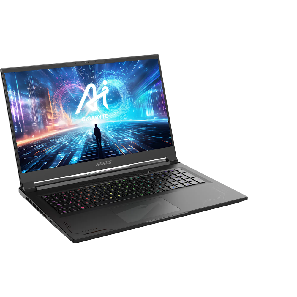 A large main feature product image of Gigabyte AORUS 17X (AZG) - 17.3" 240Hz, 14th Gen i9, RTX 4090, 32GB/1TB - Win 11 Gaming Notebook