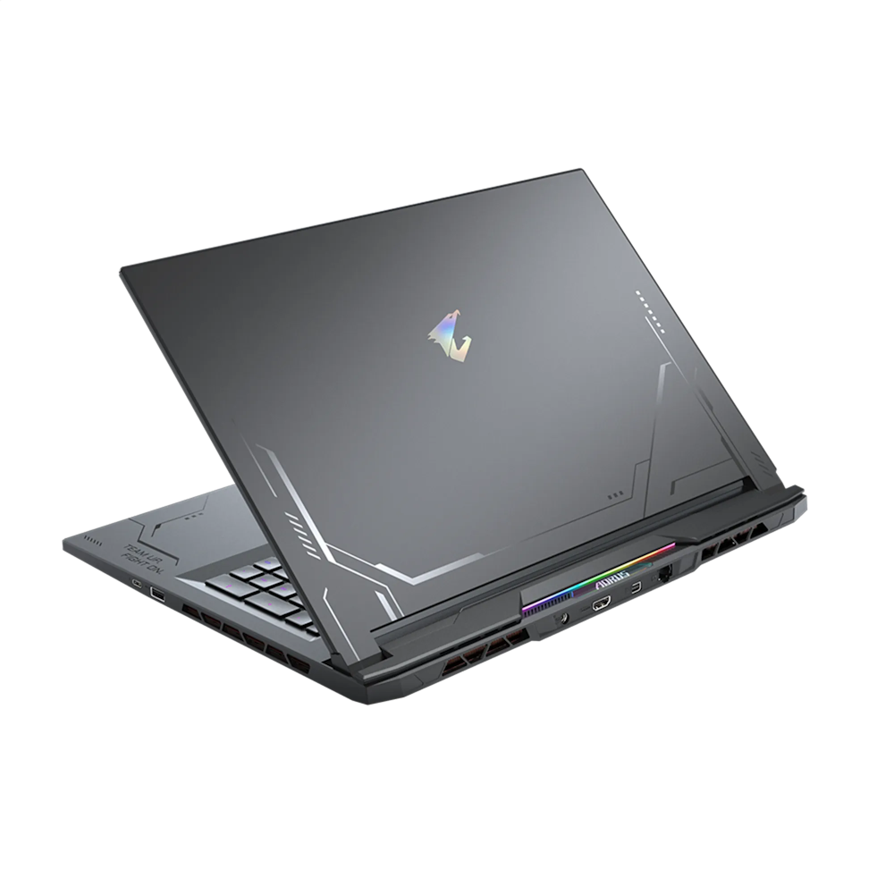 A large main feature product image of Gigabyte AORUS 17X (AXG) - 17.3" 240Hz, 14th Gen i9, RTX 4080, 32GB/1TB - Win 11 Gaming Notebook